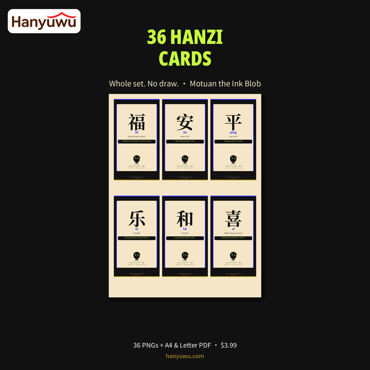 Motuan Lucky Hanzi Cards 36