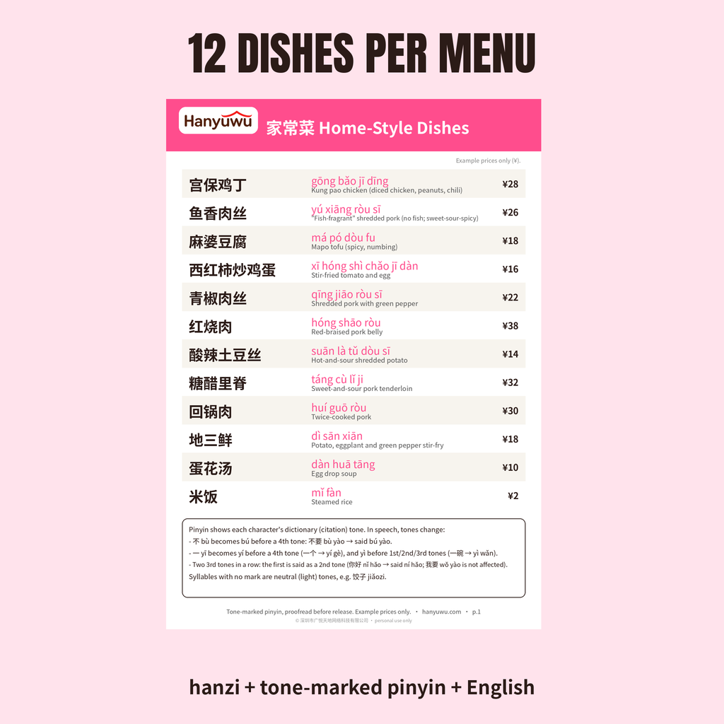 Menu Reader Pinyin Pack