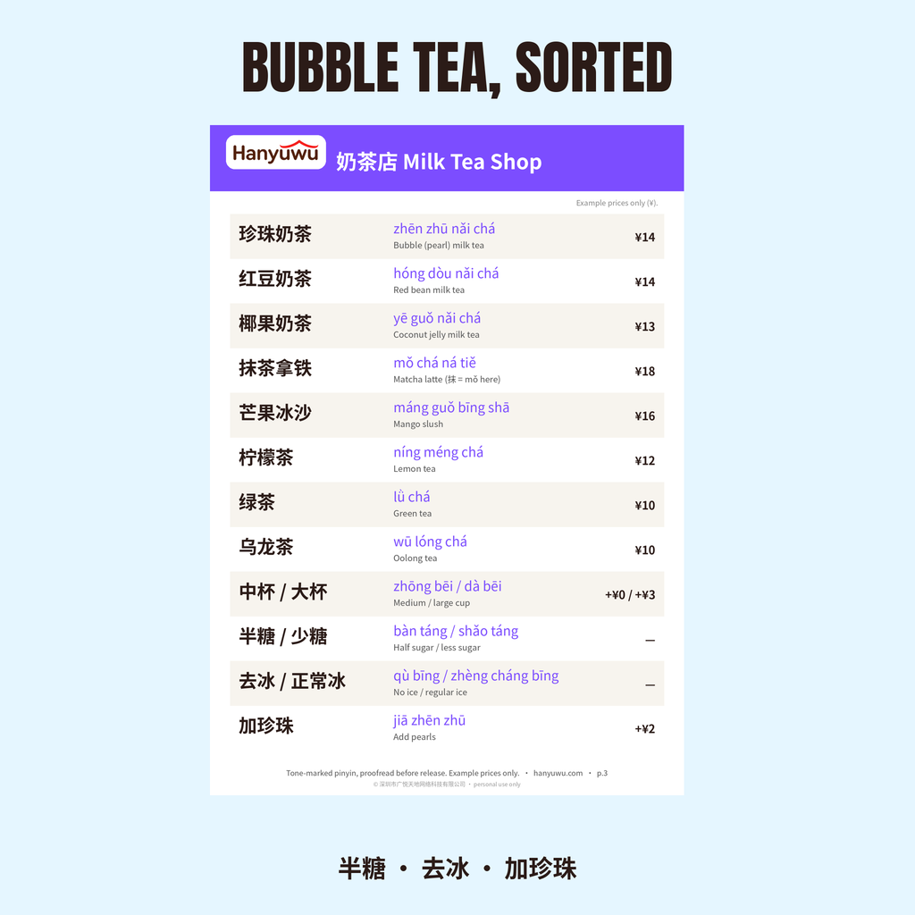 Menu Reader Pinyin Pack