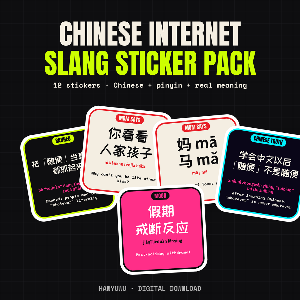 Chinese Internet Slang Sticker Pack — Hanyuwu