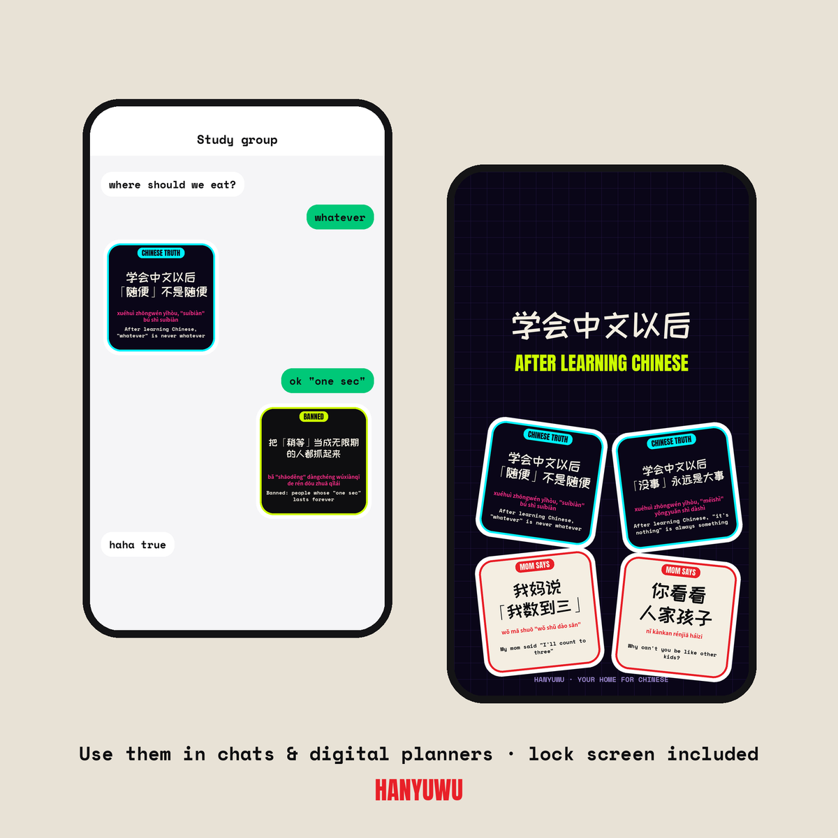 Chinese Internet Slang Sticker Pack — Hanyuwu
